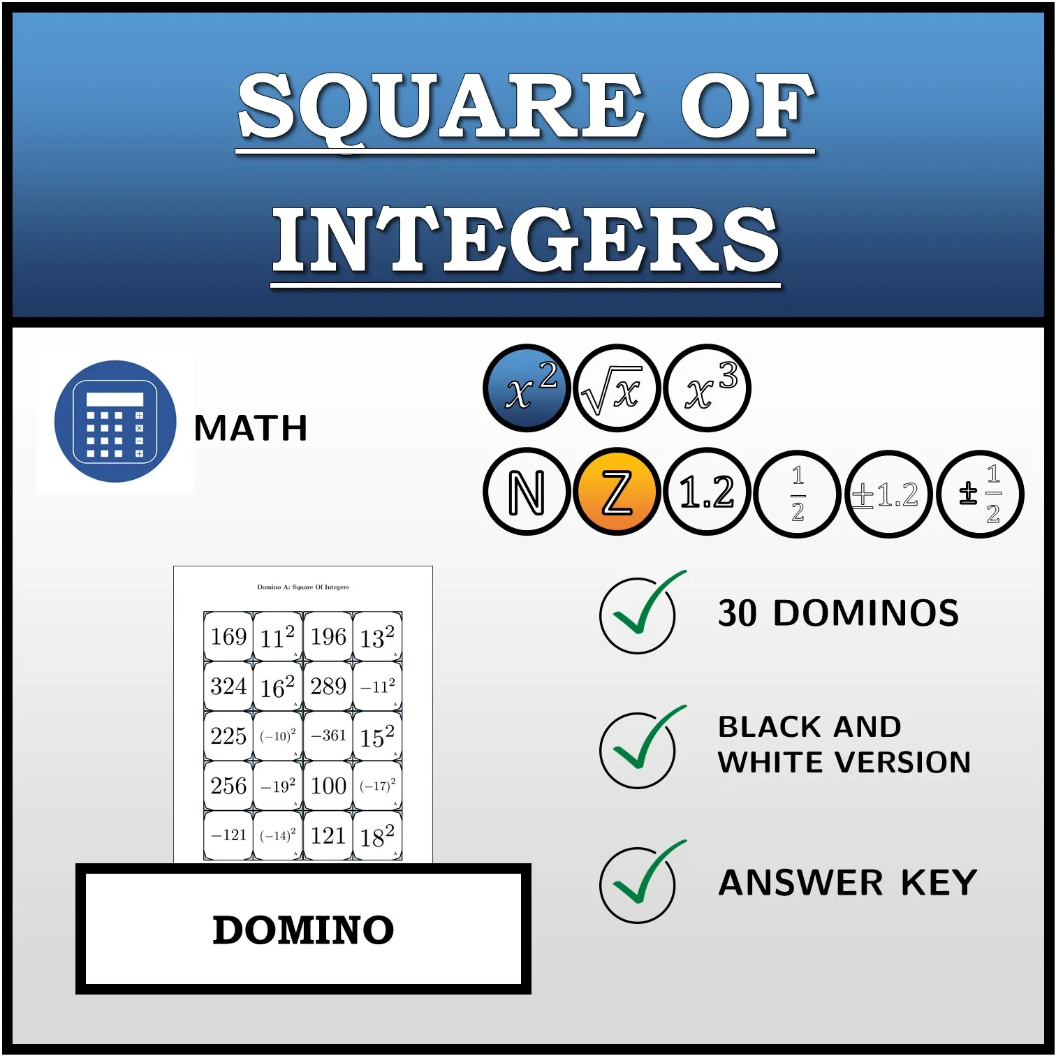 Domino: Square Of Integers