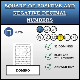 Domino: Square Of Positive and Negative Decimal Numbers