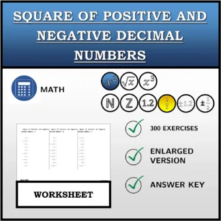 Worksheet: Square Of Positive and Negative Decimal Numbers