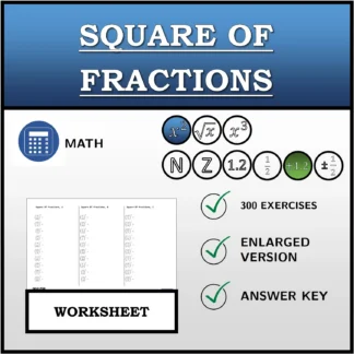 Worksheet: Square Of Fractions