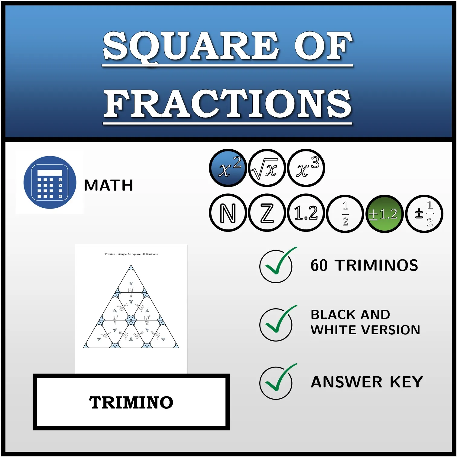 Trimino: Square Of Fractions