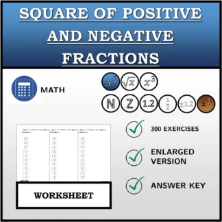 Worksheet: Square Of Positive and Negative Fractions