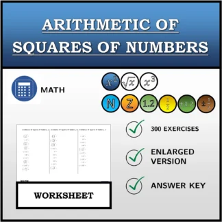 Worksheet: Arithmetic Of Squares Of Numbers