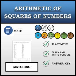 Matching activity: Arithmetic Of Squares Of Numbers