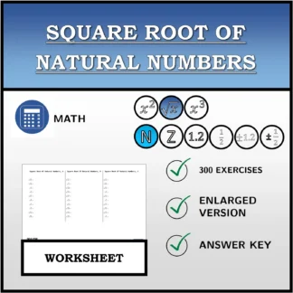 Worksheet: Square Root Of Natural Numbers