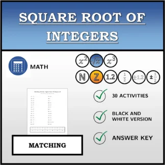 Matching activity: Square Root Of Integers