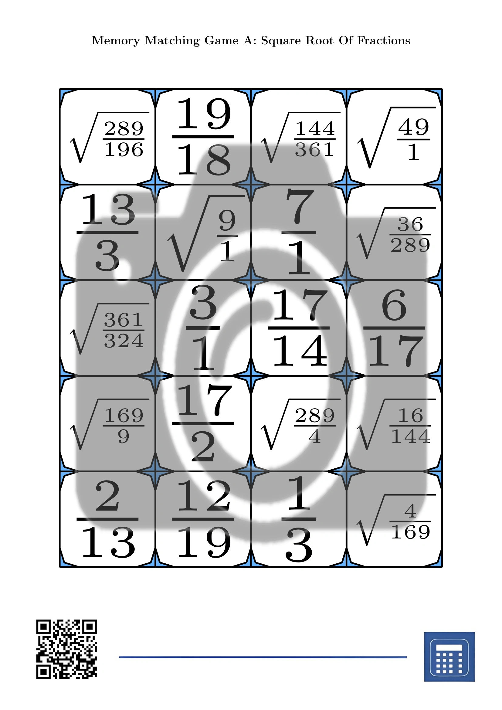 Memory matching game: Square Root Of Fractions - Image 2