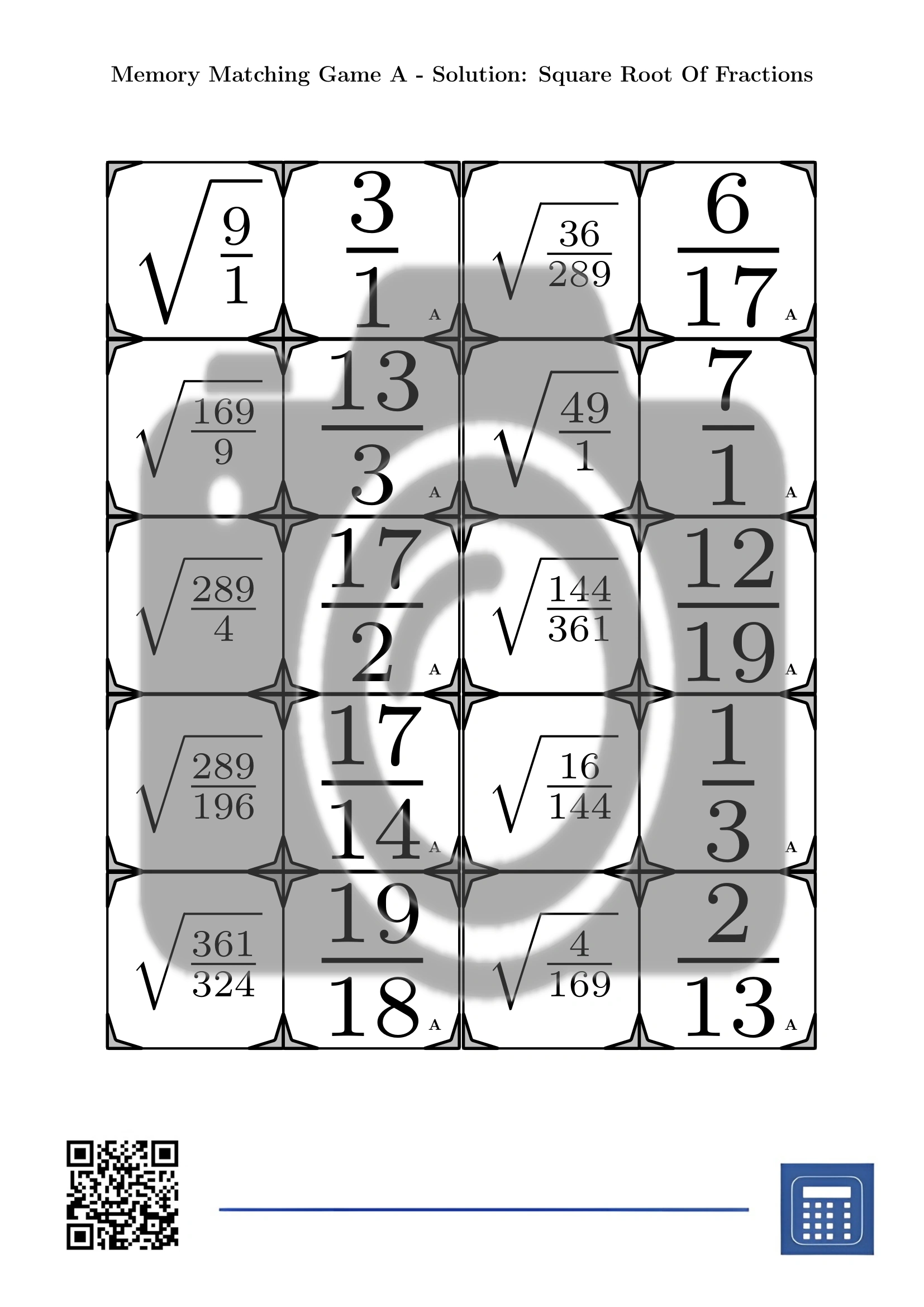 Memory matching game: Square Root Of Fractions - Image 4