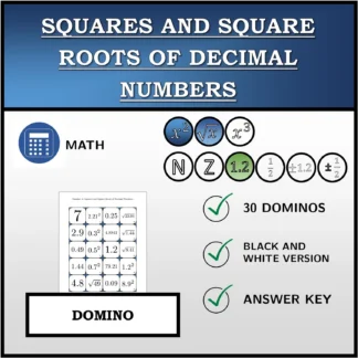 Domino: Squares and Square Roots of Decimal Numbers
