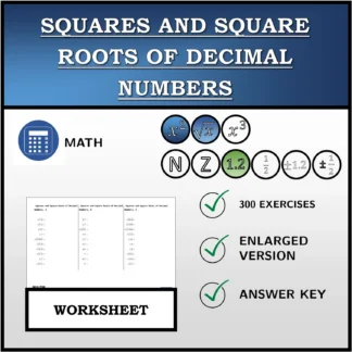 Worksheet: Squares and Square Roots of Decimal Numbers
