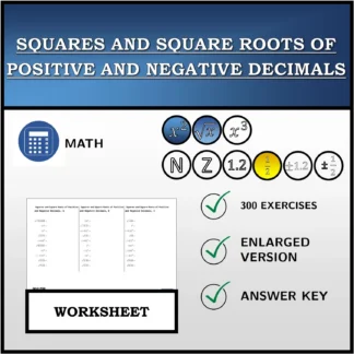 Worksheet: Squares and Square Roots of Positive and Negative Decimals